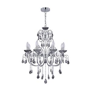 Lexi Lighting Rovert Chandelier Large Chrome Smoke Metal Crystal 8 Bulbs