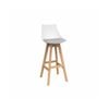 Olg Luna Bar Stool Oak Legs White Shell Ash Grey Seat Pad