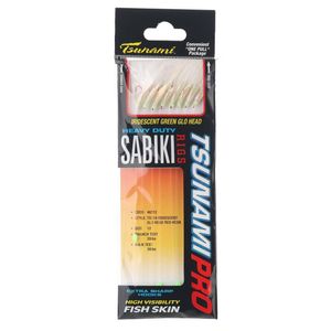 Tsunami TS119 Iridescent Glo Head Red Sabiki Live Bait Jig 12