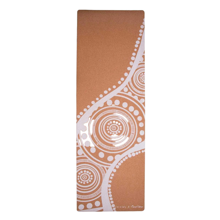 Zenvibes Extra-Thick Cork Yoga Mat 7mm -Flowing River White