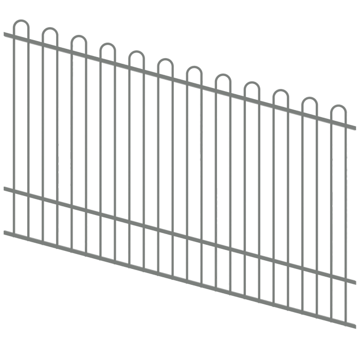ProtectorAl 1201-2400W x 1200H Palladium Silver Loop Top Pool Fence Panel Raked Up to 15º