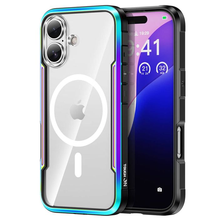 Tough On for iPhone 17 Iron Shield Case with MagSafe - Iridescent