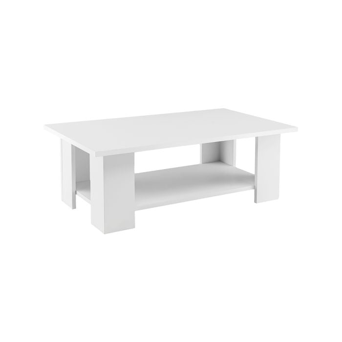 Costway 2-tier Coffee Table Wood W/storage Shelf White