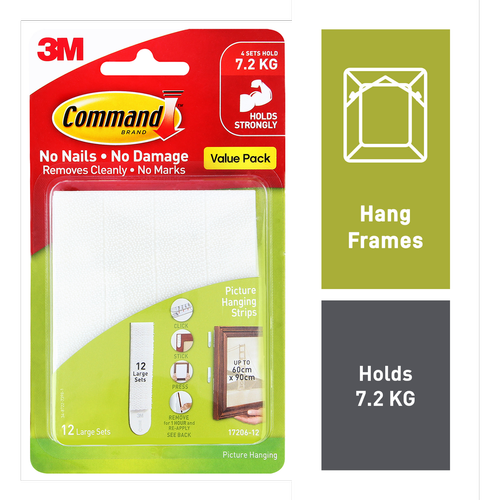 Command Large White Adhesive Picture Hanging Strips Value Pack 12 Pack Bunnings Australia