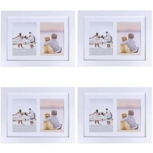 4PK Frankie & Me Wooden Collage 5x7'' Double Picture Frame Hom Decor White