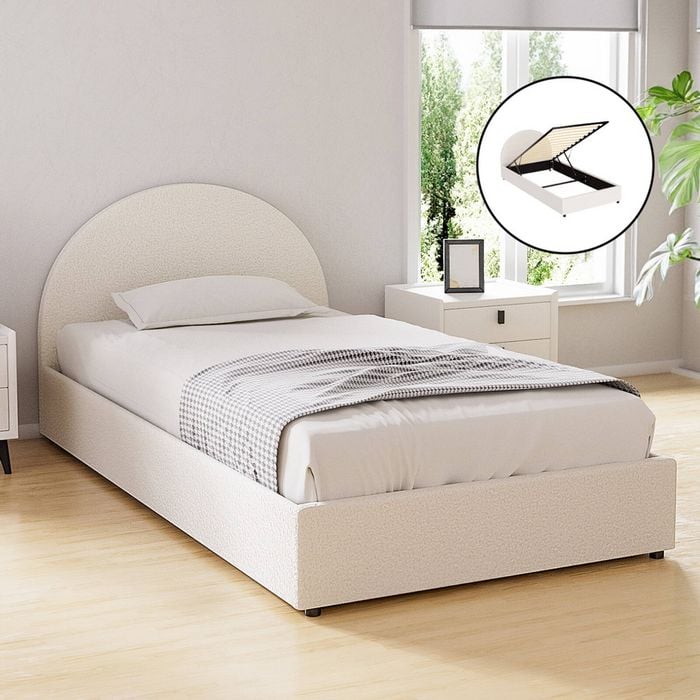 Artiss Bed Frame Gas Lift Beds Base Platform Boucle Fabric King Single ELLA