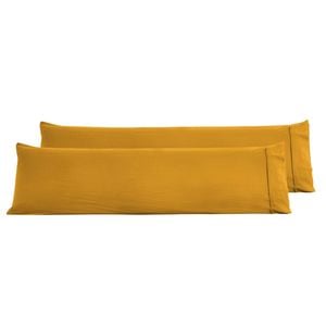 Dreamaker Superfine Washed Microfibre Body Pillowcase Twin Pack - Mustard