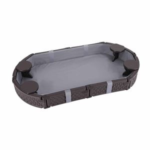 Keezi Kids Oval Sandpit 180cm Outdoor Sandbox with 4 Seats and Grey Cloth