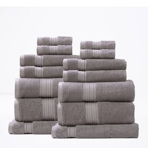 14pc Renee Taylor Brentwood Bath/Hand Towel Set 650 GSM Low Twist Cotton Whisper