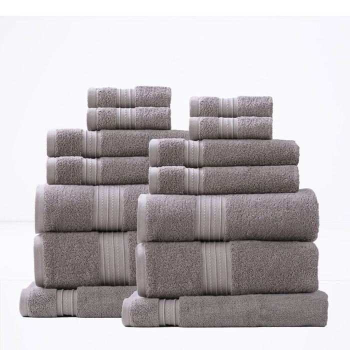 14pc Renee Taylor Brentwood Bath/Hand Towel Set 650 GSM Low Twist Cotton Whisper