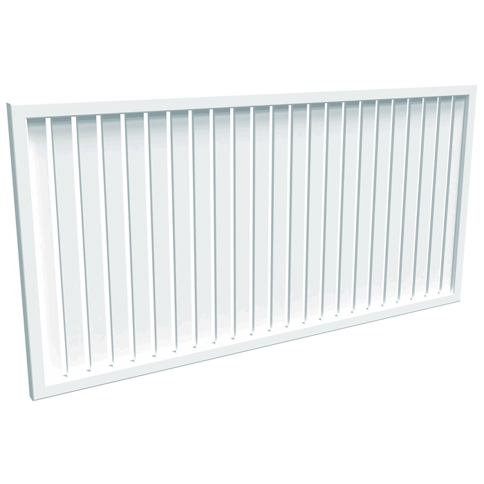 ProtectorAl 1001 - 2000 x 300 - 1000mm Pearl White Vertical 18mm Gap Aluminium Welded Slat Panel