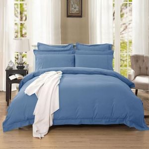 Fabric Fantastic 1000tc Tailored Queen Size Greyish Blue Quilt/doona/duvet Cover Set
