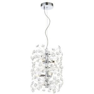 Telbix Lerida Modern Pendant Hanging Lamp Light Metal Crystal Chrome Clear Gloss