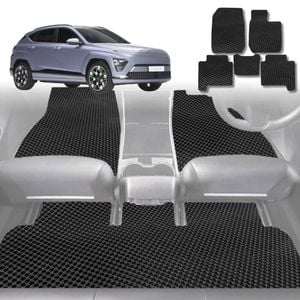 6D Diamond Car Floor Mats for Hyundai Kona 2017-2023-Full Set-Black-Outback GT