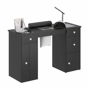 Ufurniture Manicure Table Acetone Resistant  Nail Desk with Dust Collector Glass Tabletop