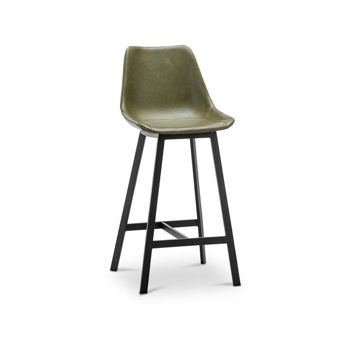 Hanns Set of 2 67cm Premium Vintage Green Vegan Leather High Back Barstool