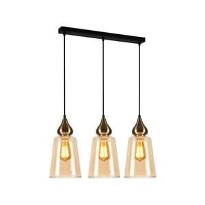 CLA Lighting JEREZ1 Interior Bronze Amber Glass Flat Top Ellipse Pendant Light- 3 lits Straight