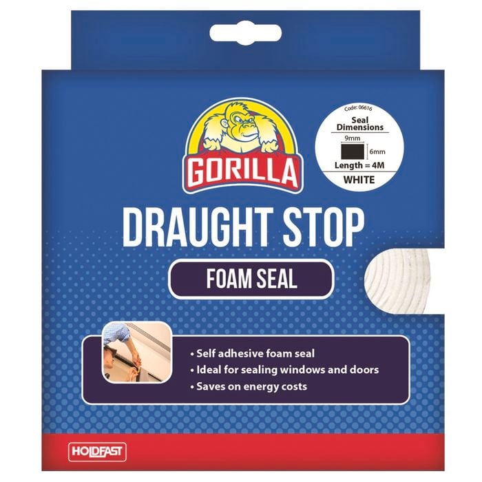 Gorilla 9 x 6mm x 4m White Draughts Stop Foam Seal