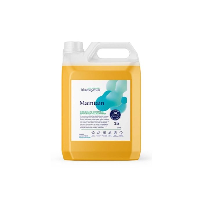BioEnzymes Maintain 15lt. Septic, biocycle, grease trap, composting & camping toilet holding tank treatment with live bacteria.