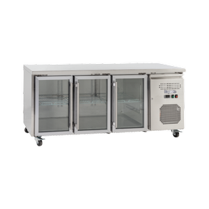 Exquisite Three Glass Doors Underbench Storage Refrigerators 465 Litre