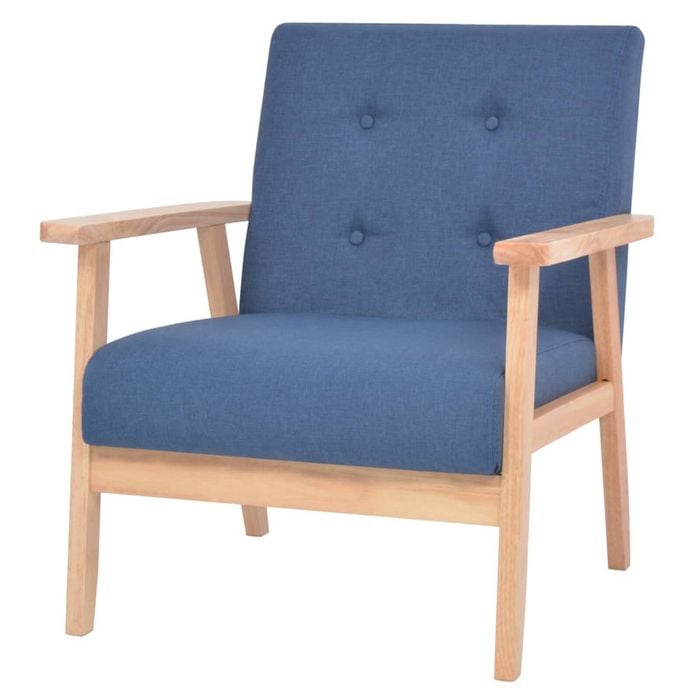 vidaXL Modern Armchair Blue Fabric Single Sofa Bedroom Living Room Lounge Seat