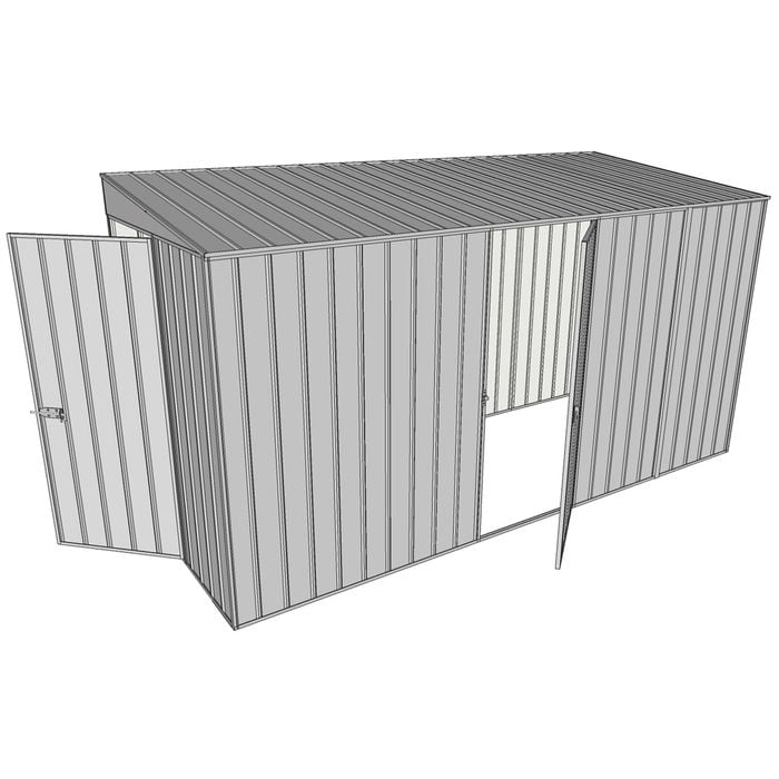 Build-a-Shed 1.5 x 3.7 x 2m Single Hinged Side Door Skillion Shed - Zinc