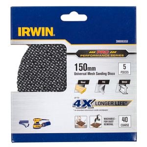 Irwin 150mm 40 Grit Orbital Sanding Disc - 5 Pack