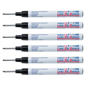 12pk Artline 710 Long Nib Permanent Marker 1mm Bullet Instant Dry Pen Black