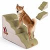 Costway 2-in-1 Pet Ramp 5 Steps Foam Dog Stairs W/lint Roller Green