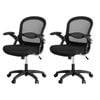 Artiss 2x Ergonomic Mesh Office Chair Lumbar Support Flip-up Arms Desk Chair Black