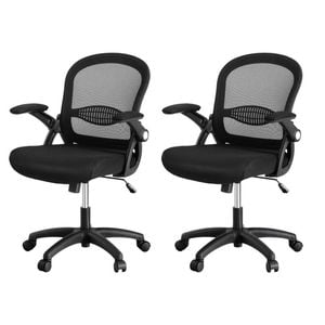 Artiss 2x Ergonomic Mesh Office Chair Lumbar Support Flip-up Arms Desk Chair Black
