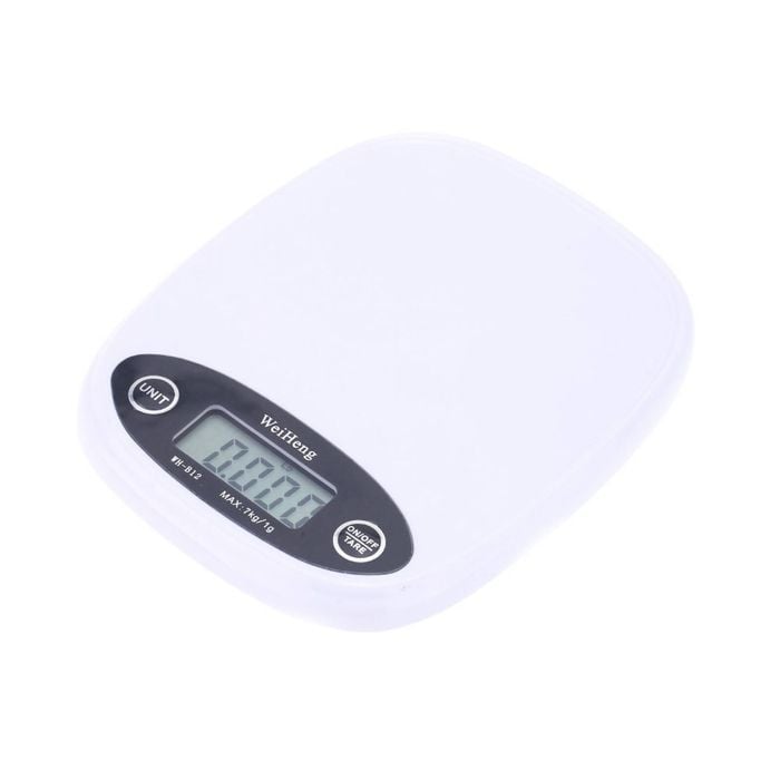 7Kg Electronic Kitchen Scale 1g Graduation Backlit LCD - White