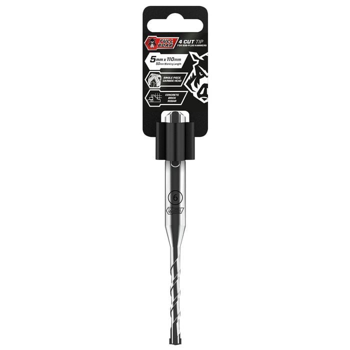 Full Boar 5mm x 110mm 4 Cut Tip for SDS-Plus Hammers