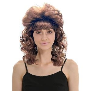 RETRO WIG Curly Long Hair Disco Punk Rock Party Costume 60s 70s 22425 Brown