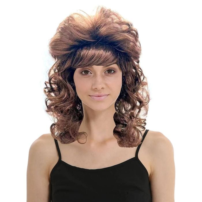 RETRO WIG Curly Long Hair Disco Punk Rock Party Costume 60s 70s 22425 Brown