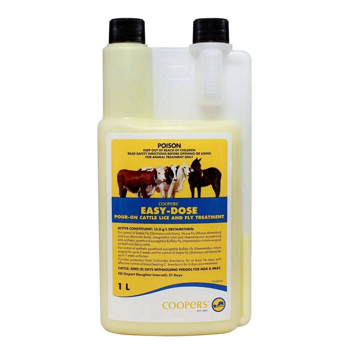 Coopers Easy-dose Pour-on Lice & Fly Treatment For Cattle & Horses 1l