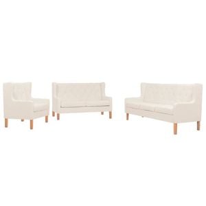 vidaXL Sofa Set 3 Piece Fabric Cream White Couch Lounge Living Room Furniture