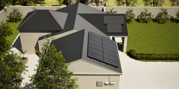 House with solar panels on the roof