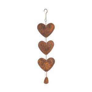 Hanging 56cm Metal Heart w/ Chain Outdoor Ornament Yard/Patio Garden Decor Brown