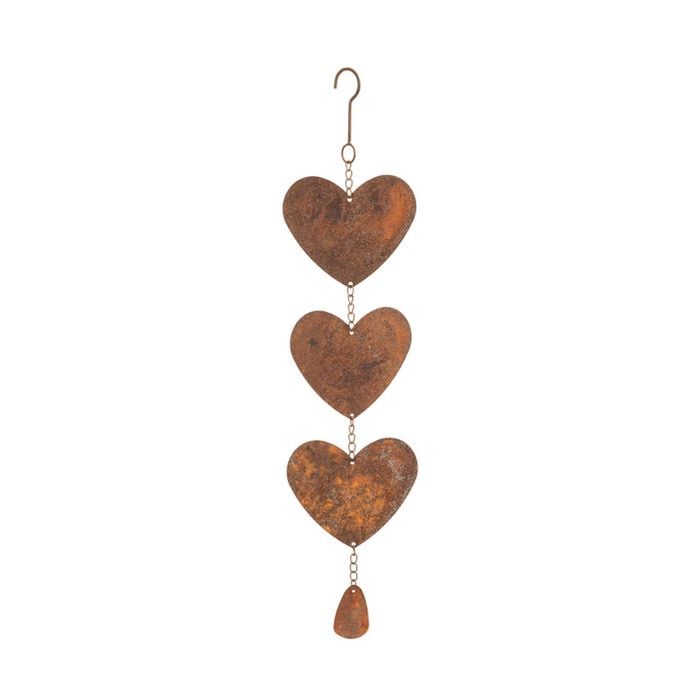 Hanging 56cm Metal Heart w/ Chain Outdoor Ornament Yard/Patio Garden Decor Brown
