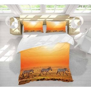 3D Sunset Animal Zebra 81 Bed Pillowcases Quilt King Single Size