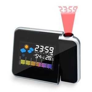 Catzon Projection Alarm Clock With Thermometer Hygrometer-black