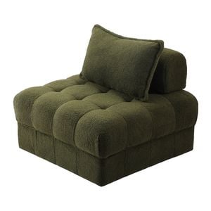 Oikiture 1 Seater Boucle Modular Sofa Lounge Chair Green
