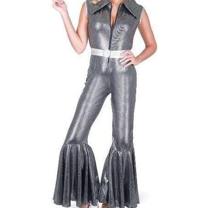 Disco Diva 1970s Sparkly Black Plus Size Womens Costume Jumpsuit - Xlarge
