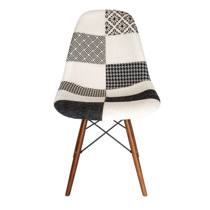 Sk Designer Living | Replica Eames Dsw Eiffel Chair | Fabric & Walnut - Multicoloured V3
