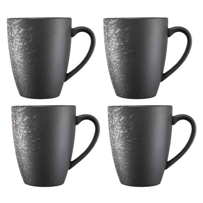 4pc Maxwell & Williams Caviar Galaxy Coupe 400ml Porcelain Mug Set - Black