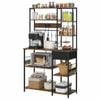 Advwin Large Bakers Rack with Power Outlets 6 Tier Shelves Rustic Brown