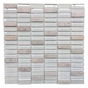 Johnson Tiles 300 x 300mm Crystal Glass & Stone Blend Mosaic Wall Tile - Each