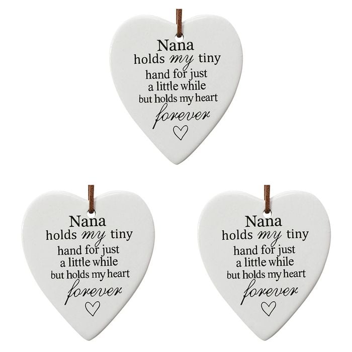 3PK LVD Ceramic Hanging 8x9cm Heart Nana Forever w/ Hanger Ornament Decor