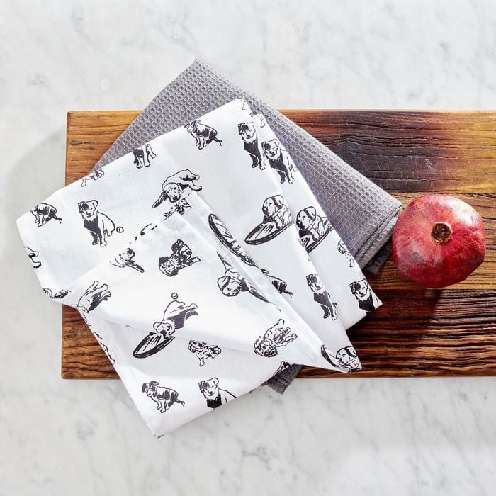 Pups At Play 2 Pack Of Tea Towels 50x70cm 100% Cotton Myhouse